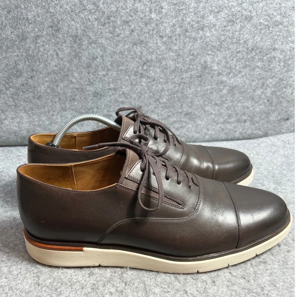 Allen Edmond Carson Slip On Brown Leather Cap Toe Hybrid Oxford Shoes Mens 12